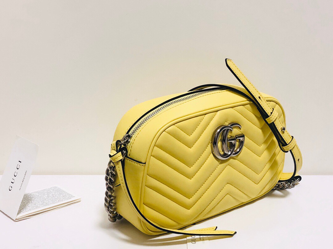 Gucci GG Marmont Small Matelasse Shoulder Bag 447632 Yellow